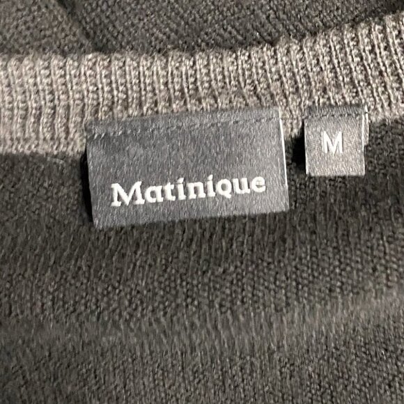 Matinique Black Blue Grey Colour Block Wool Long Sleeve V Neck Sweater M - Picture 3 of 10